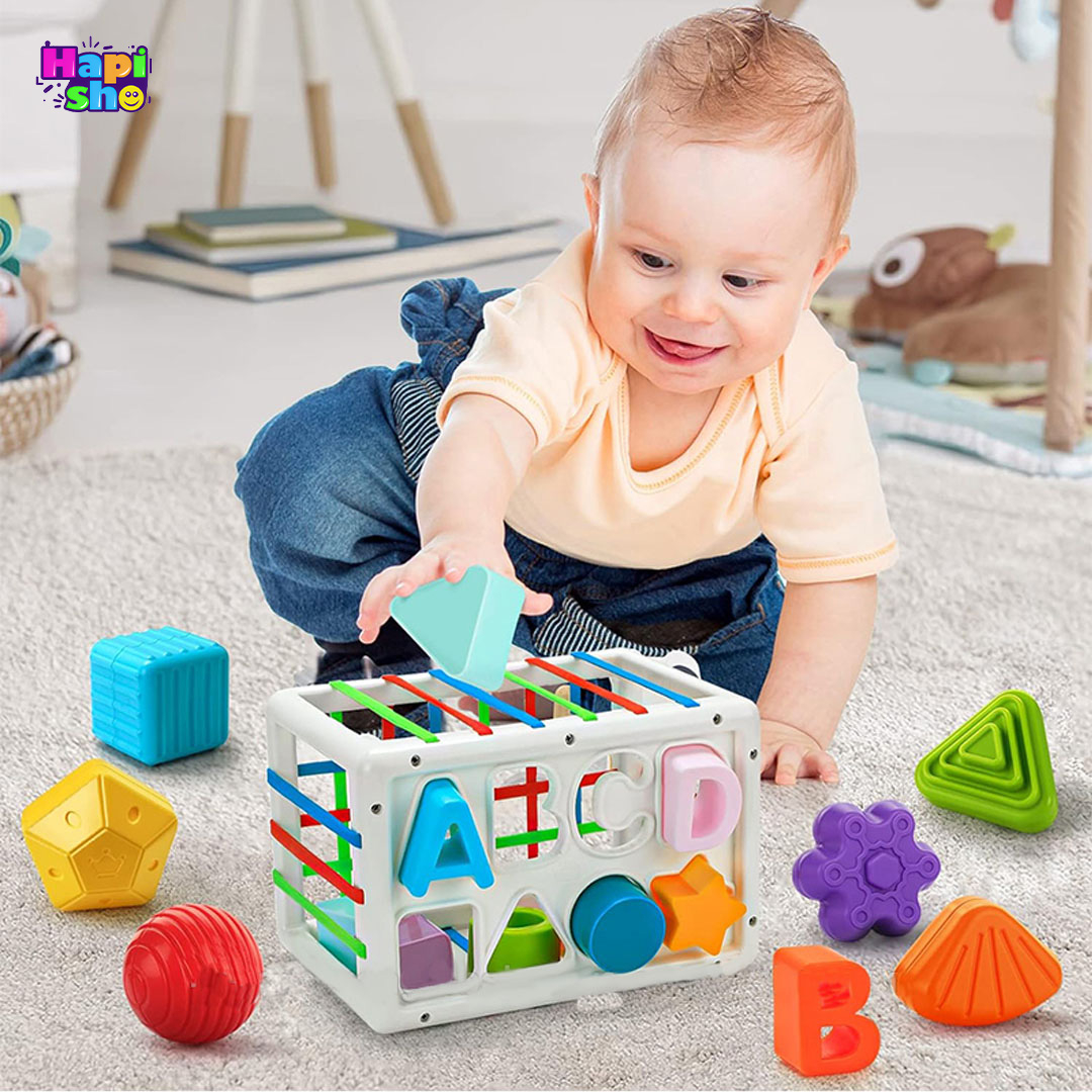  خرید آنلاین اسباب بازی مکعب هوش هانگر جایگذاری اشکال و حروف SHAPE SORTING BABY TOY 
