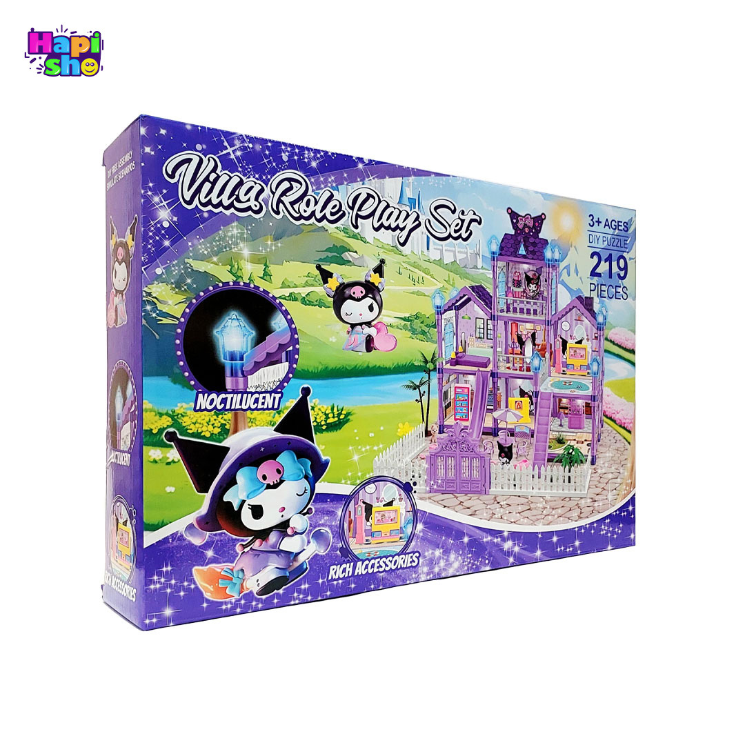 فروش اسباب بازی خانه عروسکی کرومی ۳ طبقه چراغدار مدل Villa Rol Play Set