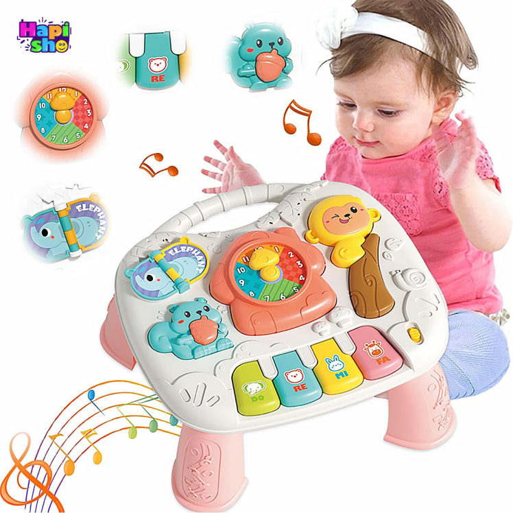 میز بازی کودک موزیکال با وسایل آموزشی و چراغ مدل BABAY LEARNING TABLE_اسباب بازی