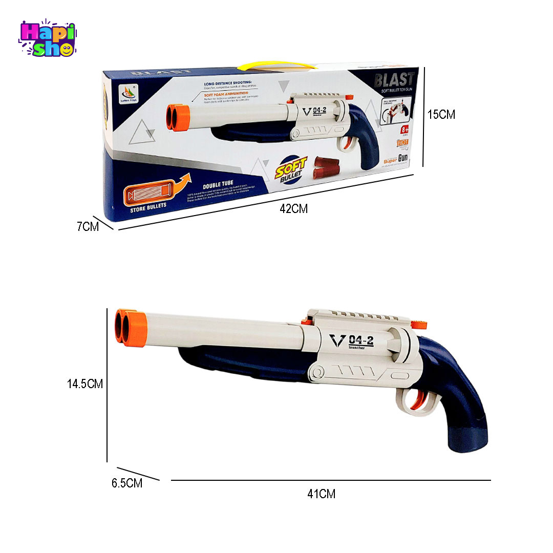 خرید تفنگ اسباب بازی تیر فومی مدل شاتگان پوکه پران 