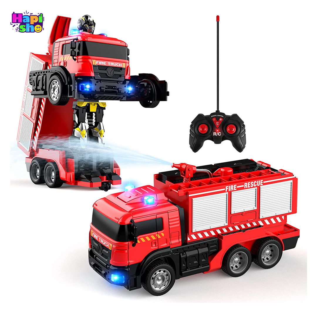  ماشین کنترلی تبدیل شونده به ربات آتشنشانی با قابلیت پرتاب آب FIRE TRUCK–اسباب بازی 