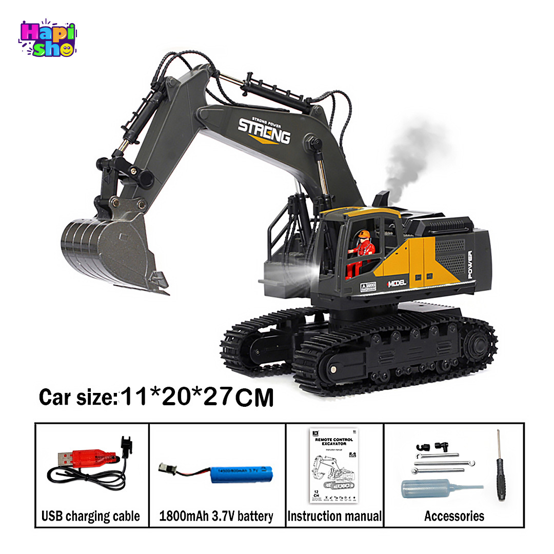  اقلام همراه بیل مکانیکی کنترلی شارژی دودزا با چراغ و صدا واقعی مدل Alloy Series Model–اسباب بازی 