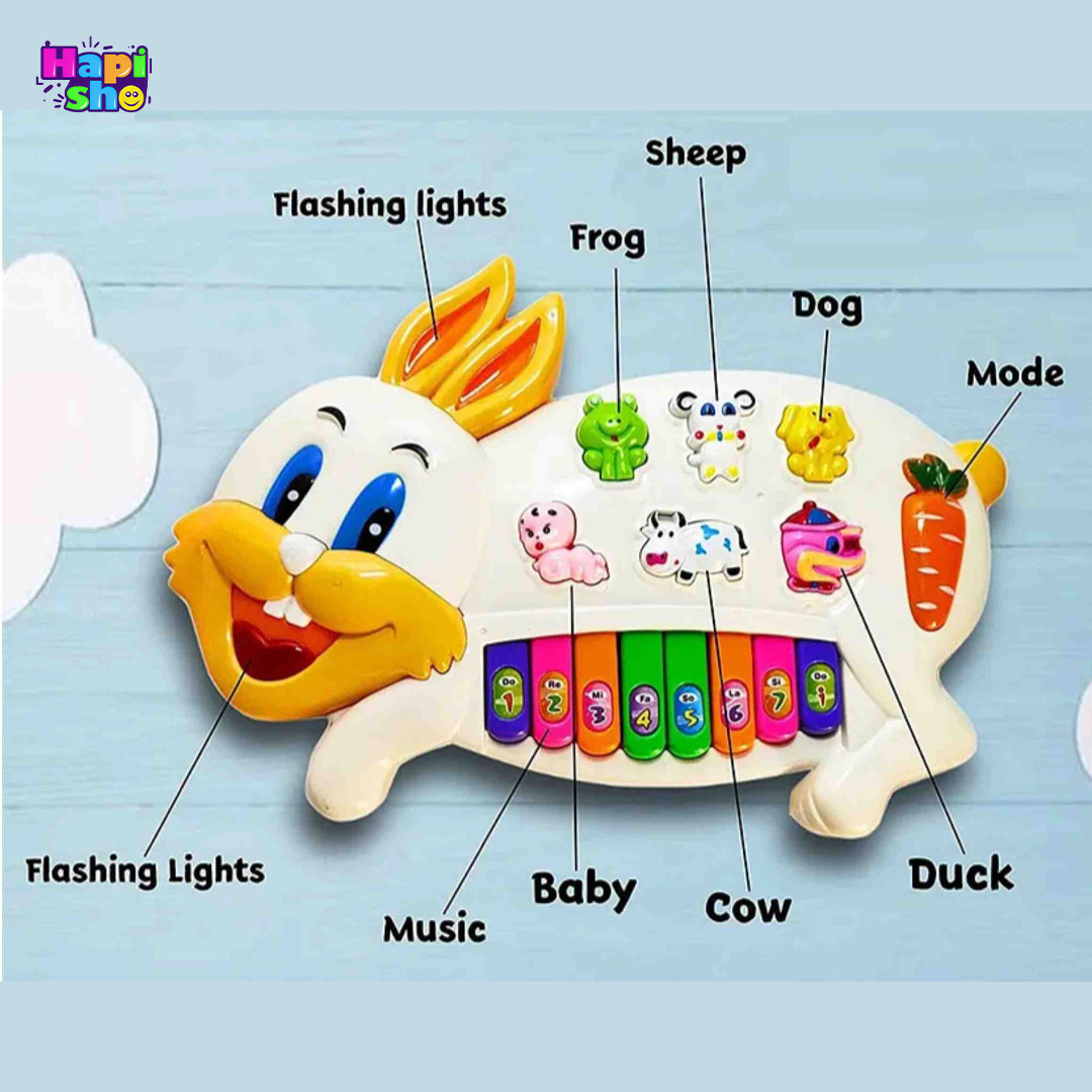  فروش پیانو اسباب بازی کودک موزیکال با چراغ مدل خرگوش Rabbit Piano–اسباب بازی 