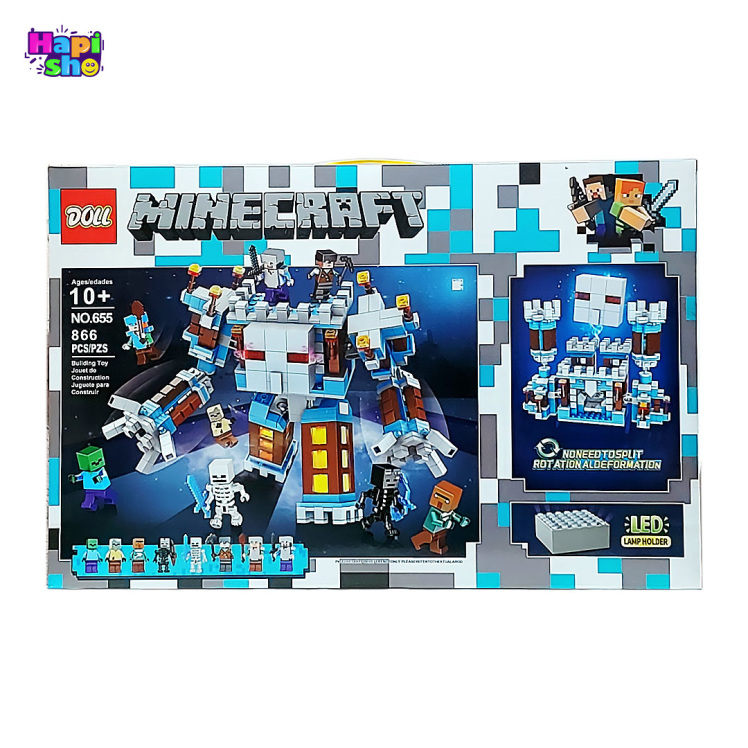 لگو ماینکرافت بزرگ 2 حالته با چراغ ال‌ای‌دی و فیگور 866 قطعه برند DOLL