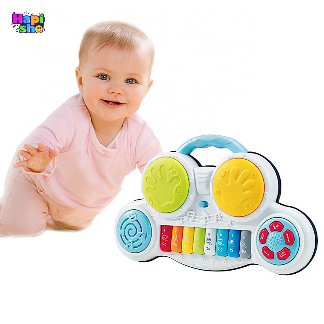  خرید پیانو اسباب بازی بچه گانه با درام ضربه‌ای و چراغ مدل Early Education Story–اسباب بازی 
