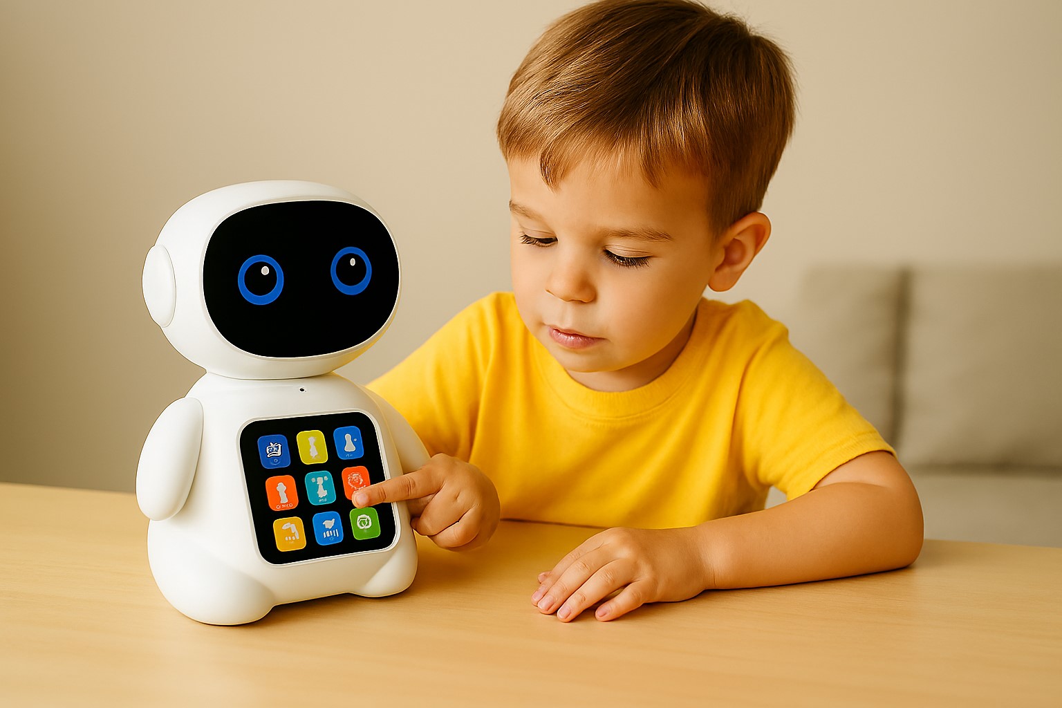 کودک در حال بازی با ربات آموزشی و کیت‌های علمی