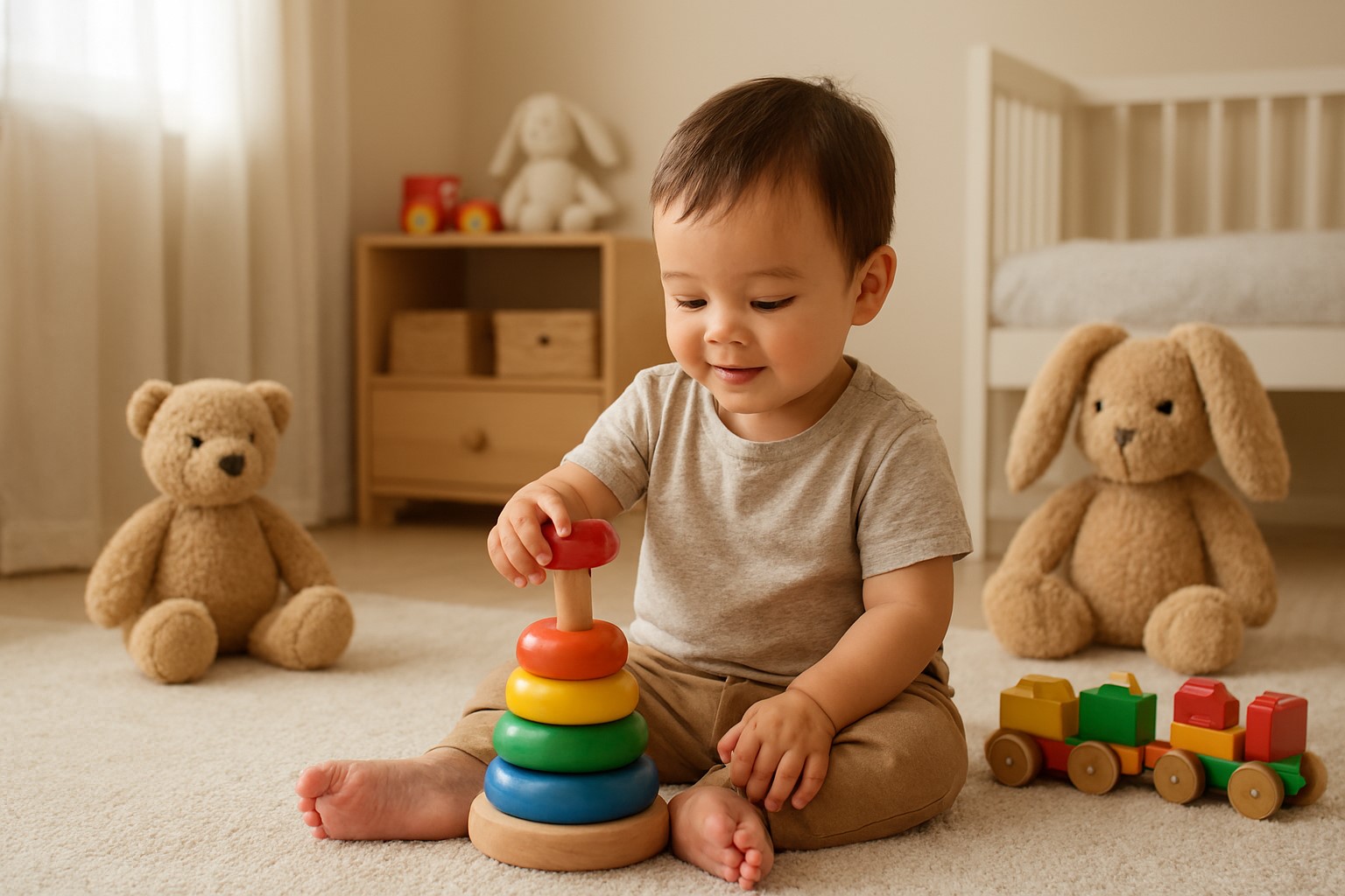 کودک در حال بازی با اسباب بازی مورد علاقه خود - هپی‌شو