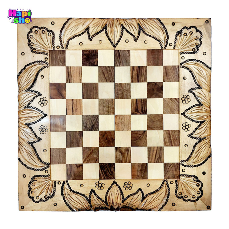 تخته نرد منبت کاری شده چوب گردو سنندج با معرق لوزی مدل دو بازی 50 سانت کد 373–تخته نرد