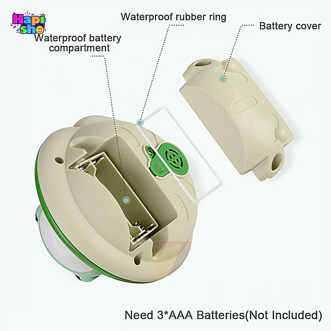  جانمایی باطری اسباب بازی حمام کودک با 4 حالت آبپاشی مدل قورباغه BATH FROG WATER JET–اسباب بازی 