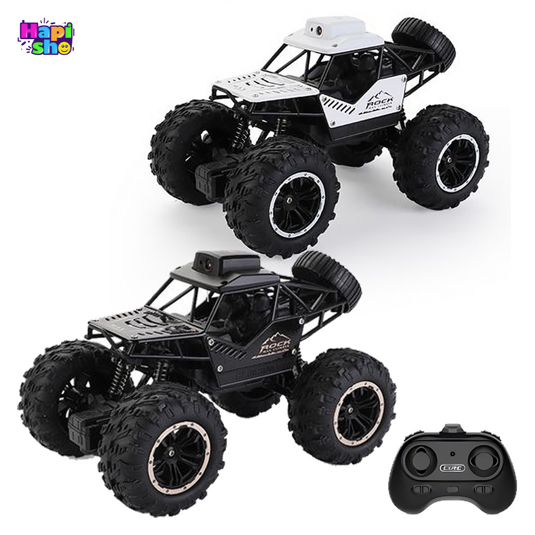  رنگ سفید و مشکی ماشین کنترلی آفرود دوربین‌دار شارژی با چراغ مدل CLIMBING OFF-ROAD–اسباب بازی 