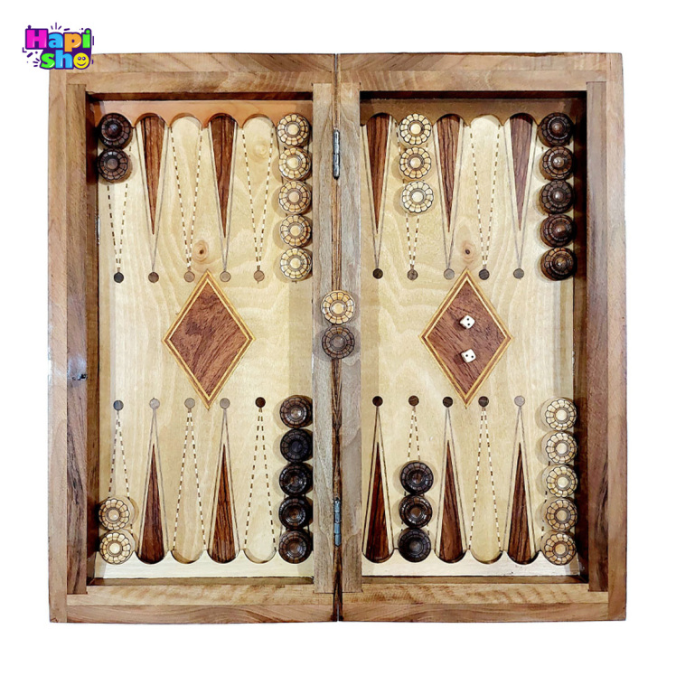 تخته نرد اصل چوب گردو سنندج با معرق لوزی و صفحه شطرنج 50 سانتی کد 364–تخته نرد