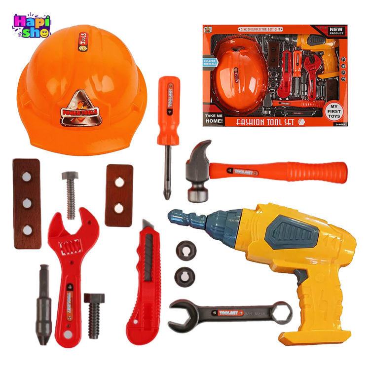 اسباب‌بازی ابزار مهندسی با دریل چرخشی باتری‌خور مدل FASHION TOOL SET–اسباب بازی
