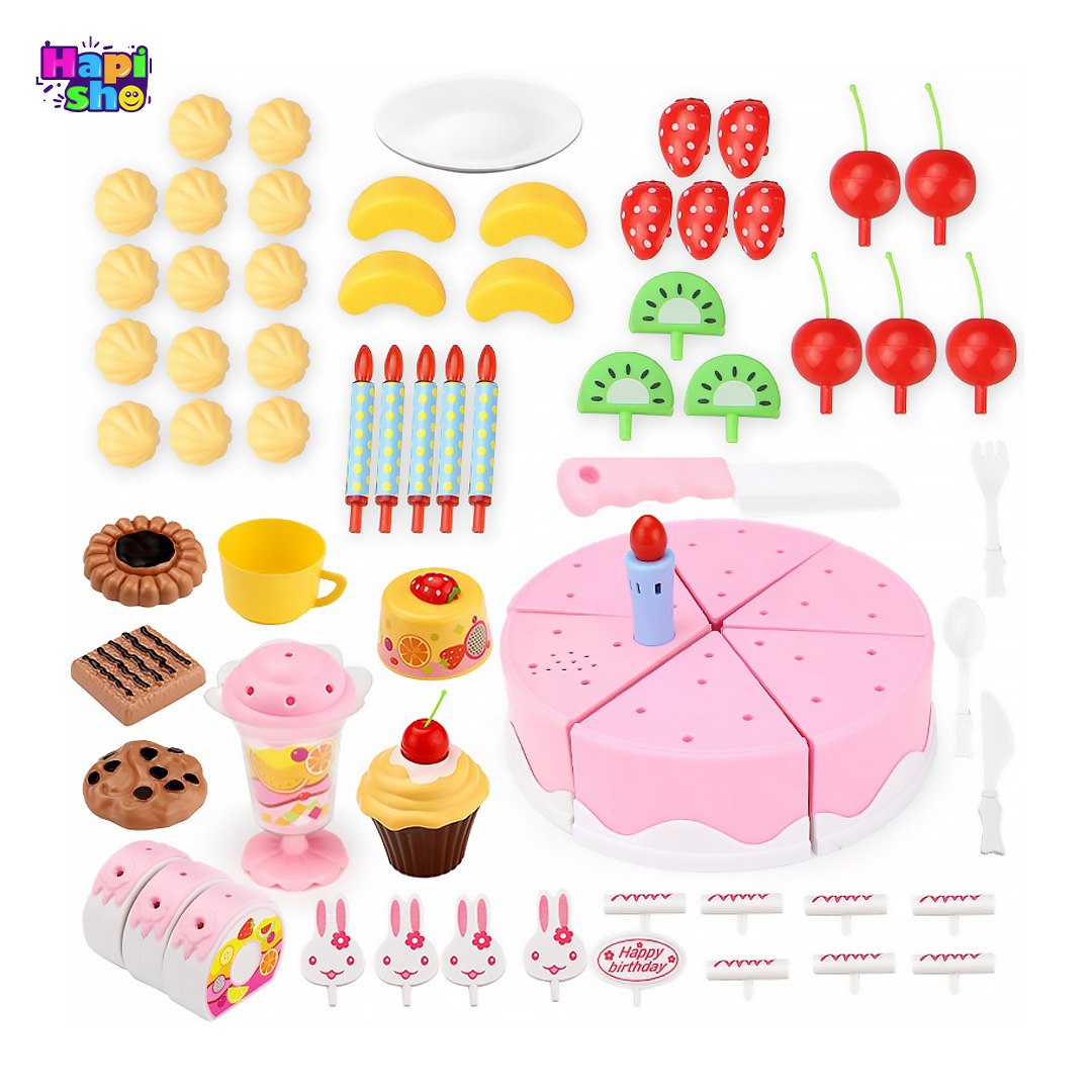 اقلام همراه اسباب بازی کیک تولد موزیکال چراغ دار 75 تکه مدل DIY Cake