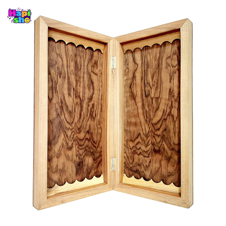 تخته نرد ریشه درخت گردو طرح روژمان 50 سانتی با صفحه شطرنج کد 327_تخته نرد