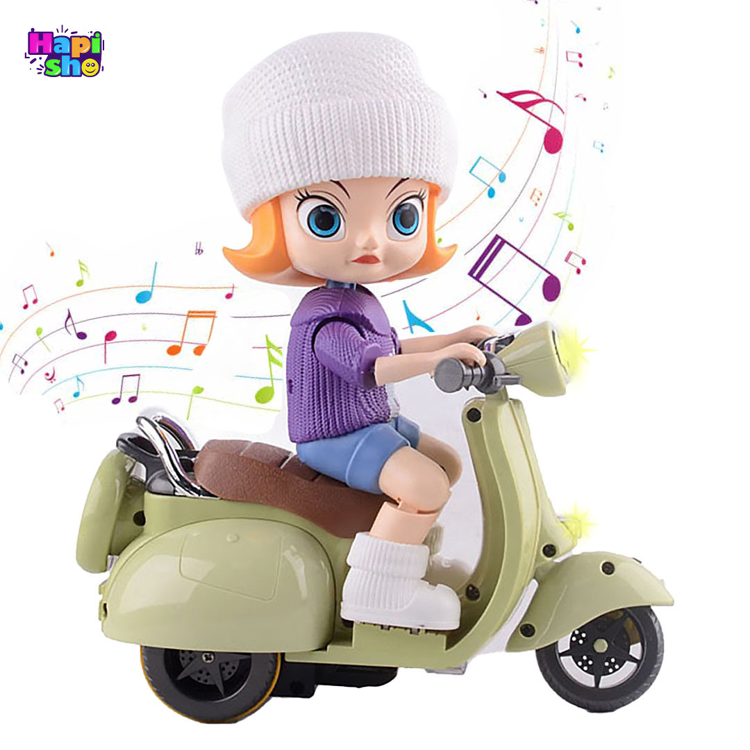 اسباببازی موزیکال متحرک دختر موتورسوار با چراغ Motor Tide Flow Car