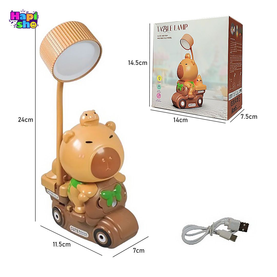 ابعاد و اندازه چراغ مطالعه فانتزی کاپیبارا با چراغ خواب و باتری شارژی Table Lamp
