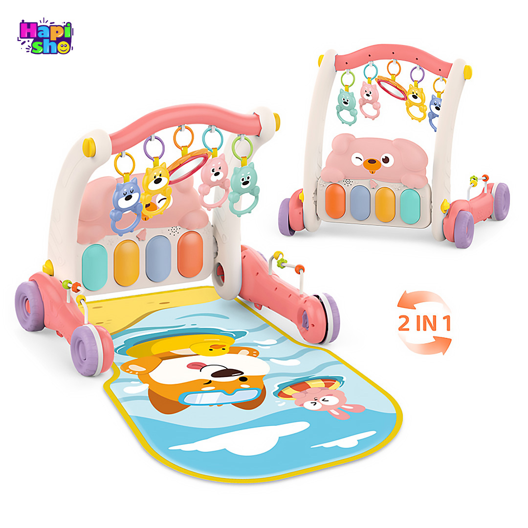 رنگ صورتی تشک بازی و واکر هانگر پیانو دار مدل PIANO RACK & WALKER