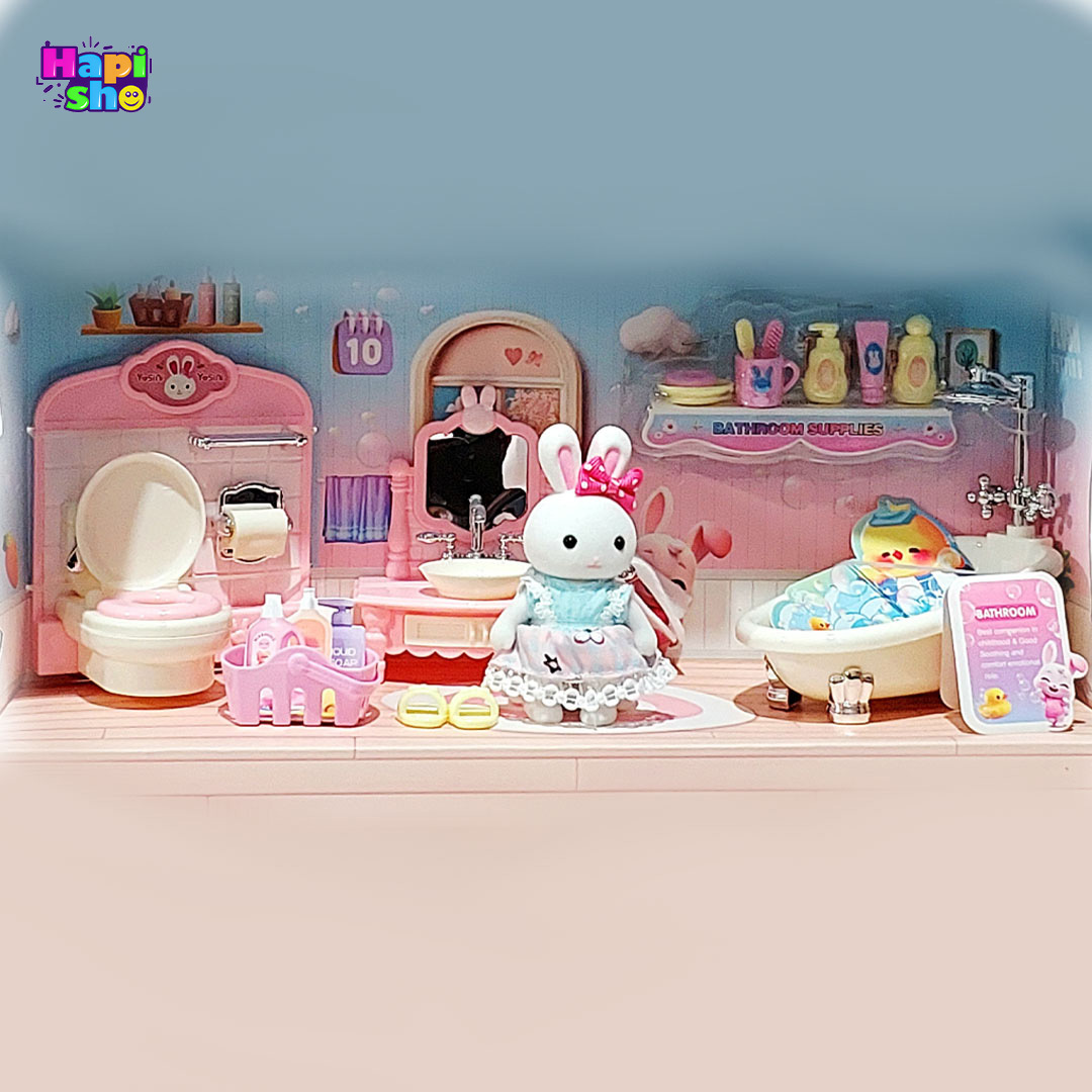  خرید اسباب بازی خانه عروسکی خرگوش مدل حمام با وسایل FUN RABBIT PLAY HOUSE 
