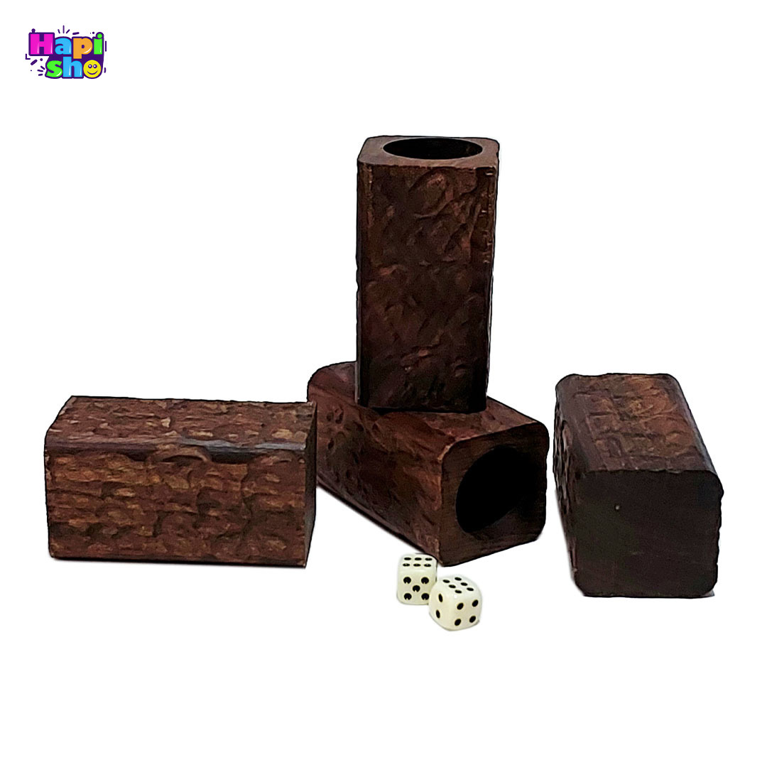 خرید کاپ تاس تخته نرد چوب گردو با منبتکاری