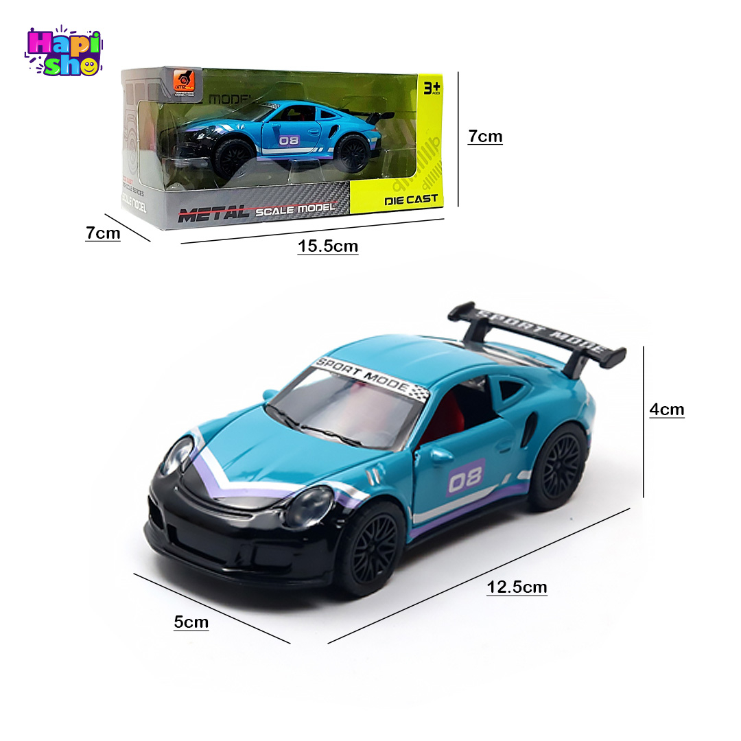 ابعاد و اندازه ماشین عقب کش فلزی طرح پورشه موزیکال چراغدار METAL SCALE MODEL
