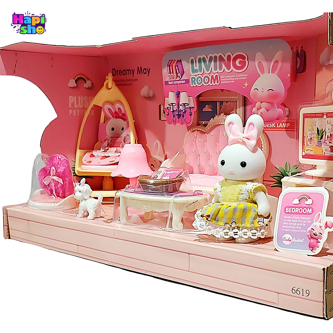  فروش اسباب بازی خانه عروسکی خرگوش مدل اتاق نشیمن با وسایل Living Room 