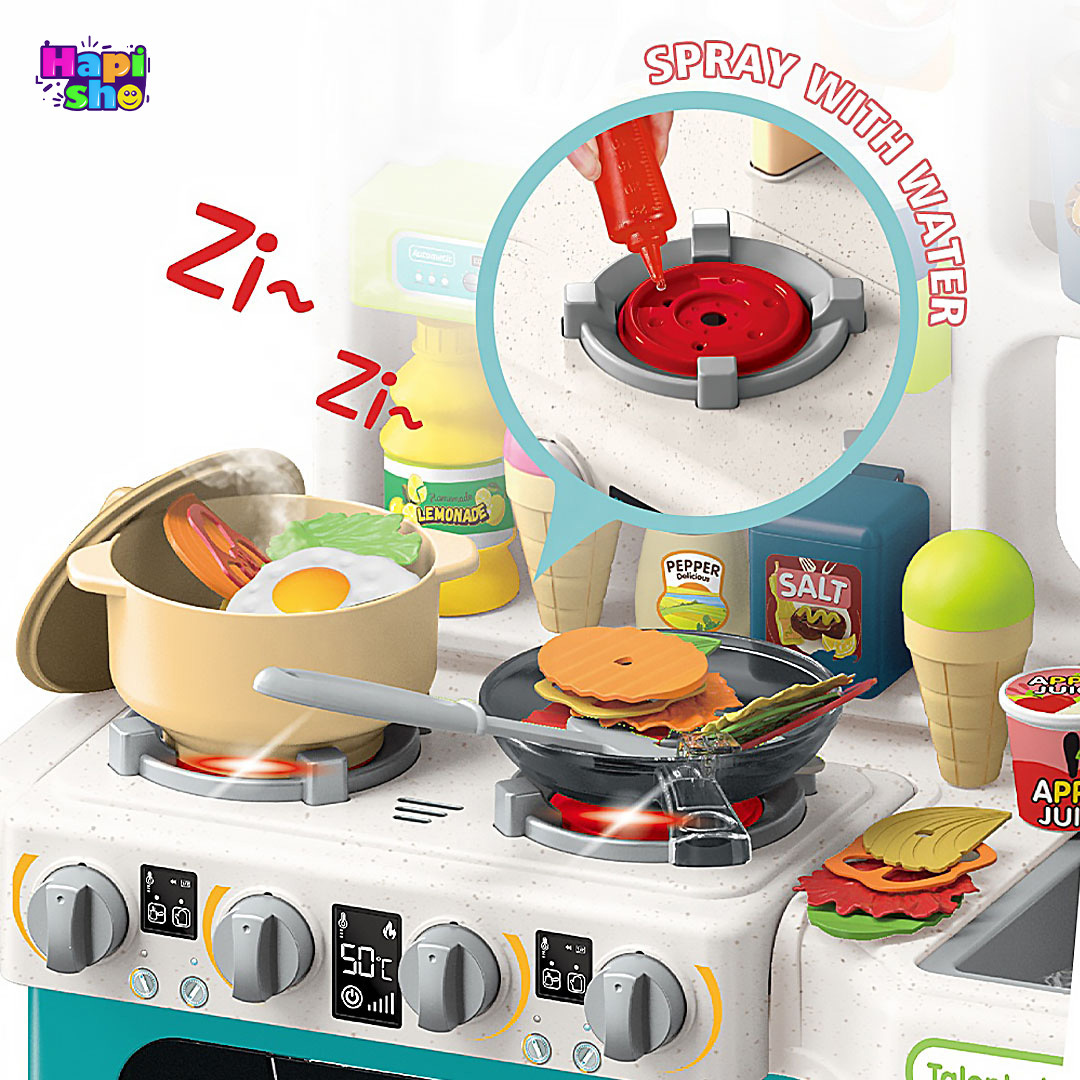  اجاق گاز آشپزخانه اسباب بازی بزرگ با سینک پمپ دار و اجاق بخار کن مدل HOME CHEF–اسباب بازی 
