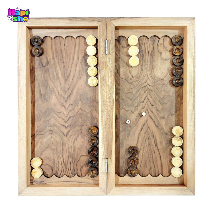 تخته نرد ریشه درخت گردو طرح نیهان مدل دو بازی 50 سانتی کد 285_تخته نرد