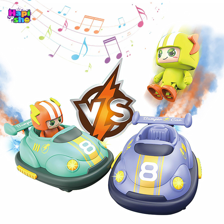 ماشین کنترلی مبارزی دودزا موزیکال ست دو عددی مدل BUMPER CAR–اسباب بازی