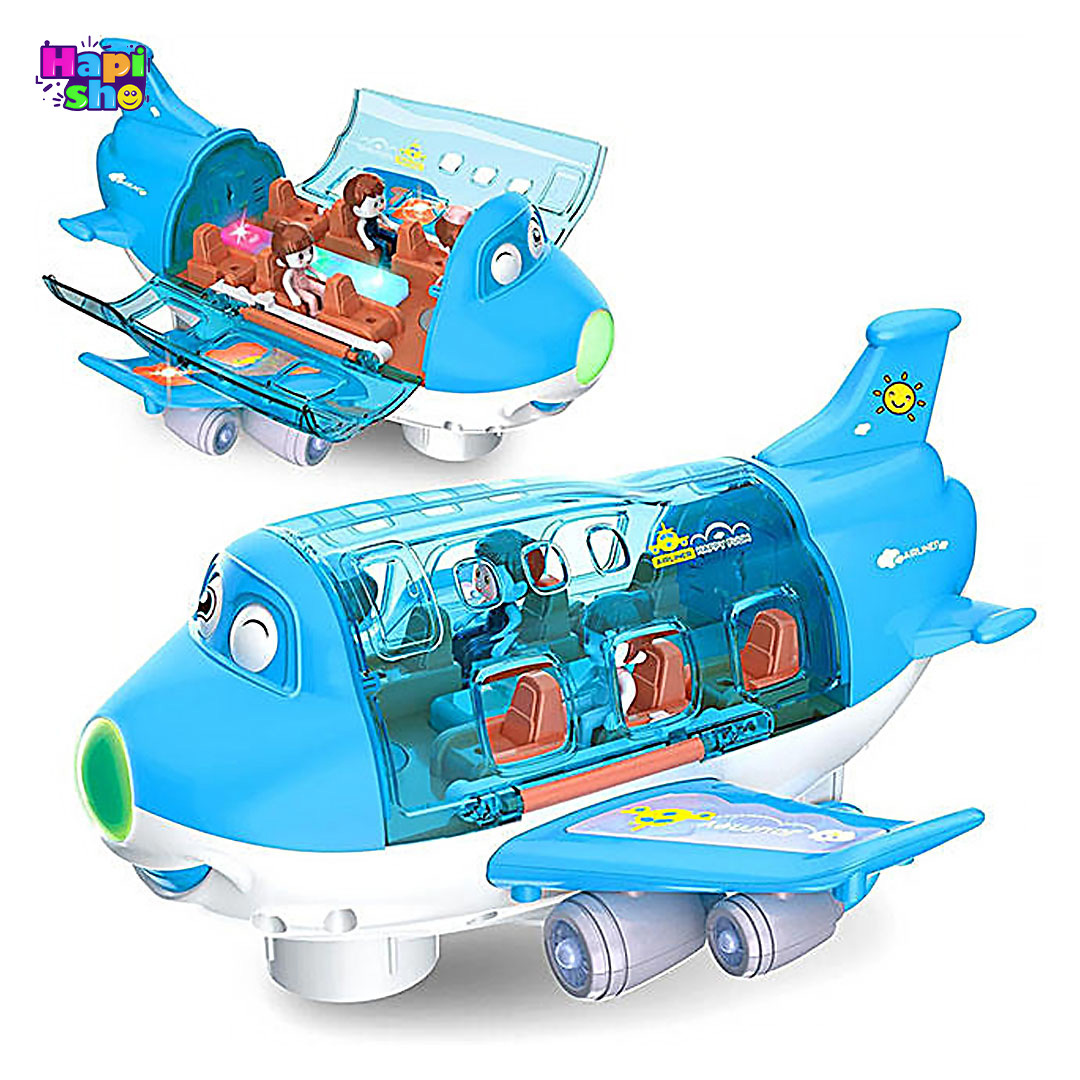  فروش اسباب بازی موزیکال متحرک هواپیما چراغ‌دار با فیگور Airliner Universal–اسباب بازی 
