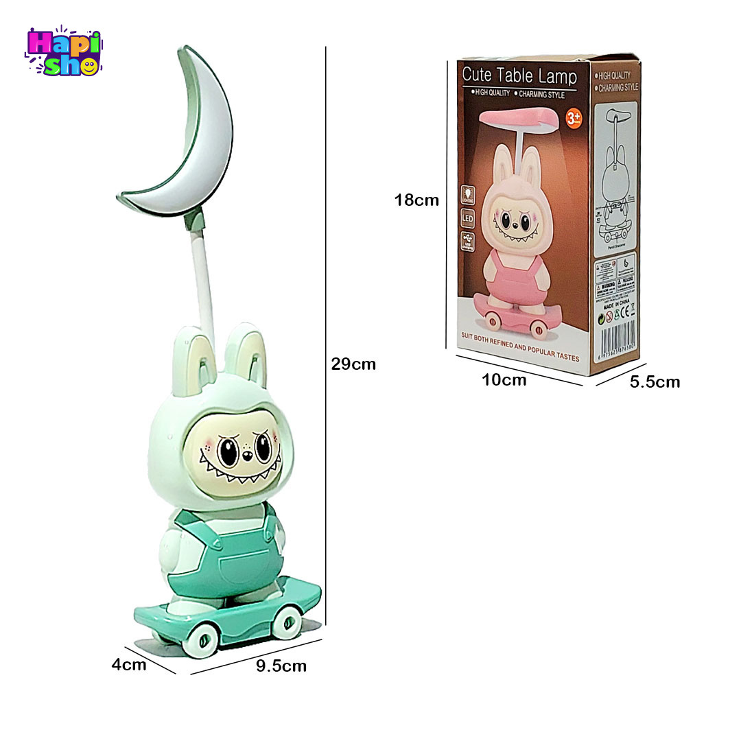 ابعاد و اندازه چراغ مطالعه فانتزی لبوبو با باتری شارژی مدل Cute Table Lamp–اکسسوری کودک