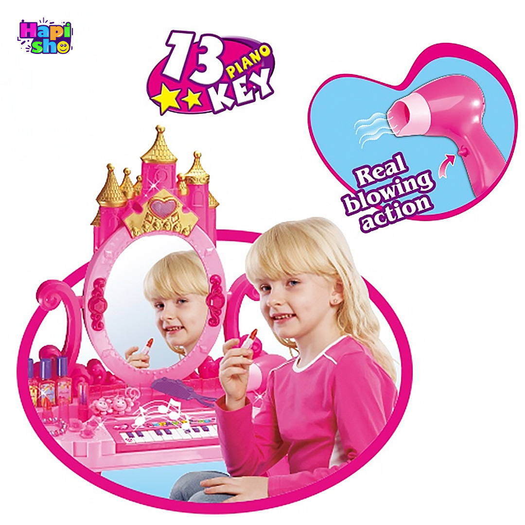  فروش میز آرایش اسباب بازی بزرگ پیانو دار با وسایل و چراغ مدل Piano Vanity–اسباب بازی 