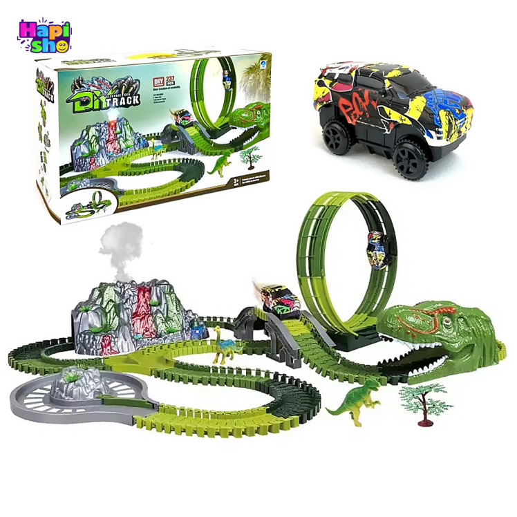 کیت ماشین بازی ریسینگ دودزا 237 قطعه با فیگور حیوانات ELECTRIC CAR TRACK