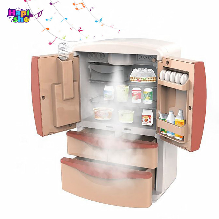 یخچال اسباب بازی بخار کن موزیکال با چراغ و لوازم مدل ساید بای ساید_اسباب بازی