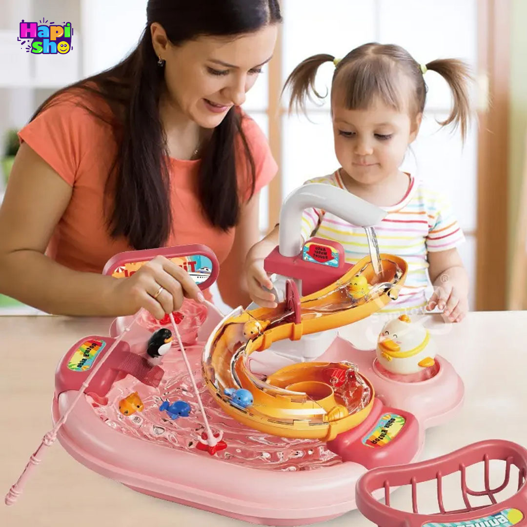  سینک ظرفشویی اسباب‌بازی ۲ در ۱ با ماهیگیری و لوازم Dream Play Pool–اسباب بازی 