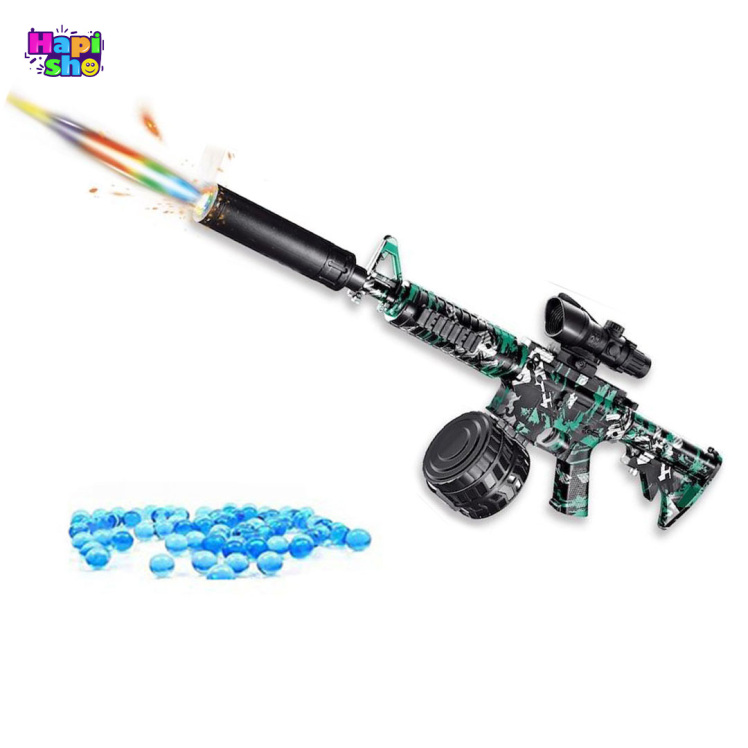 تفنگ تیر ژله ای رگبار بزرگ باتری شارژی با چراغ مدل MASHINE RIFLE-M16_اسباب بازی