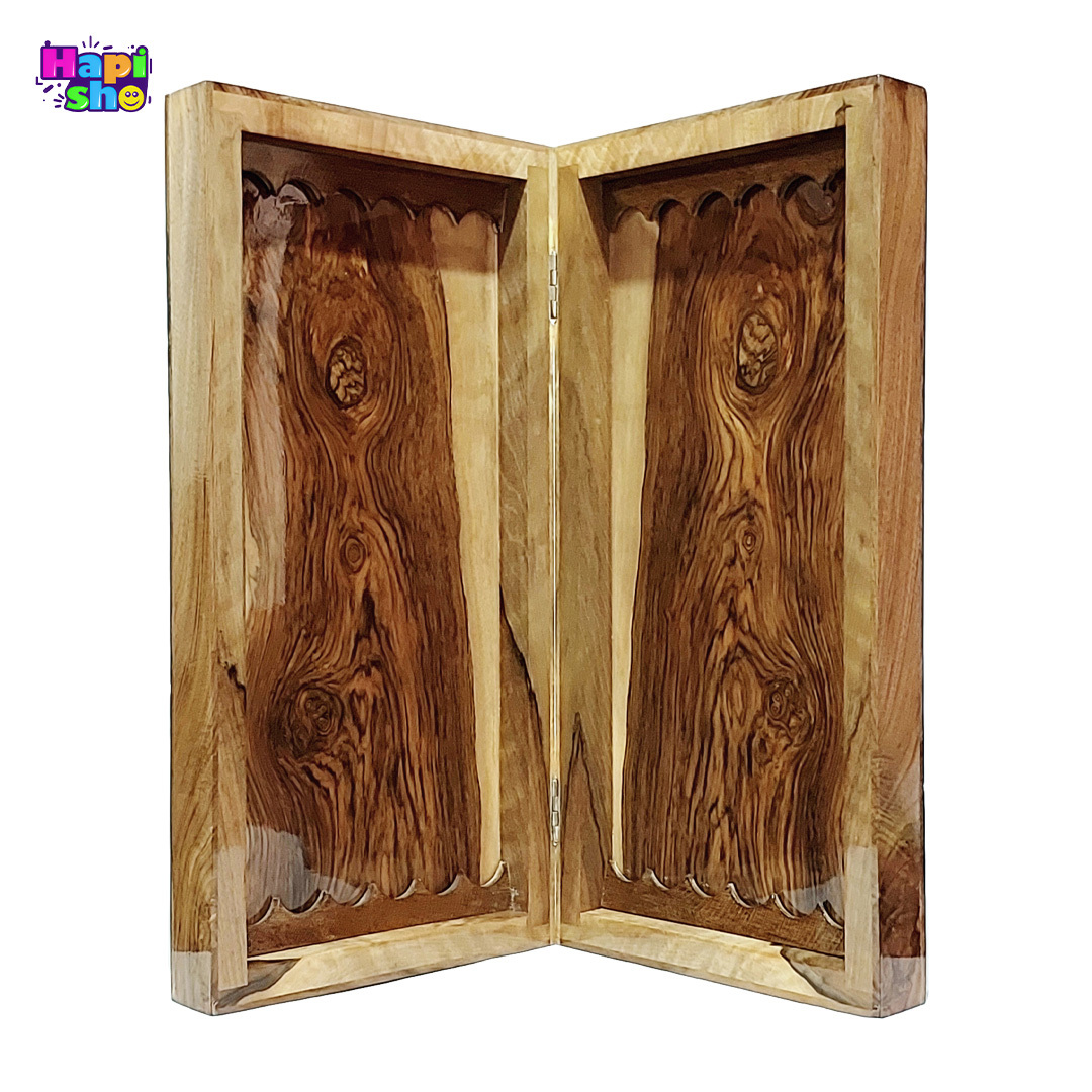 خرید تخته نرد سنندج ریشه گردو با شطرنج طرح ماهورا ۵۰ سانت کد 535