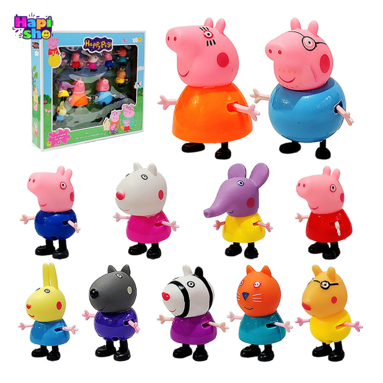 فیگور خانواده پپاپیگ جدید مجموعه 11 عددی مدل Happy Pig–اسباب بازی