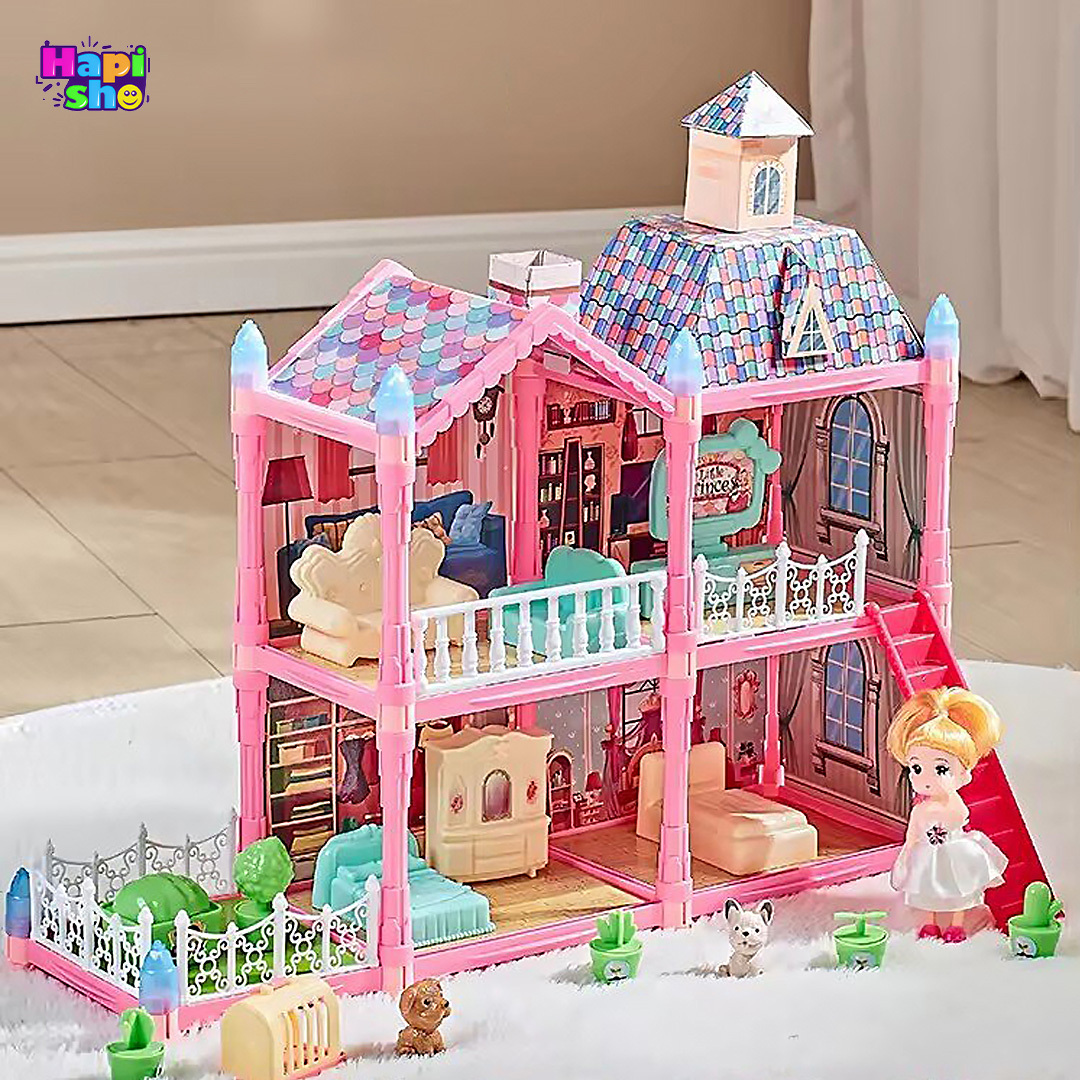 قیمت اسباب بازی خانه عروسکی 2 طبقه با چراغ شب تاب و لوازم مدل Villa Role Play Set–اسباب بازی 