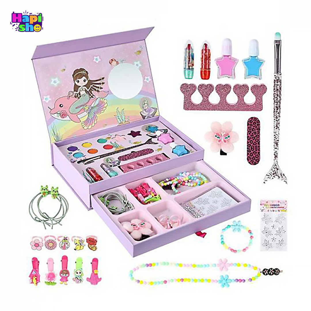 اسباب بازی لوازم آرایشی دخترانه ۲ در ۱ واقعی CHILDREN JEWELRY & MAKEUP