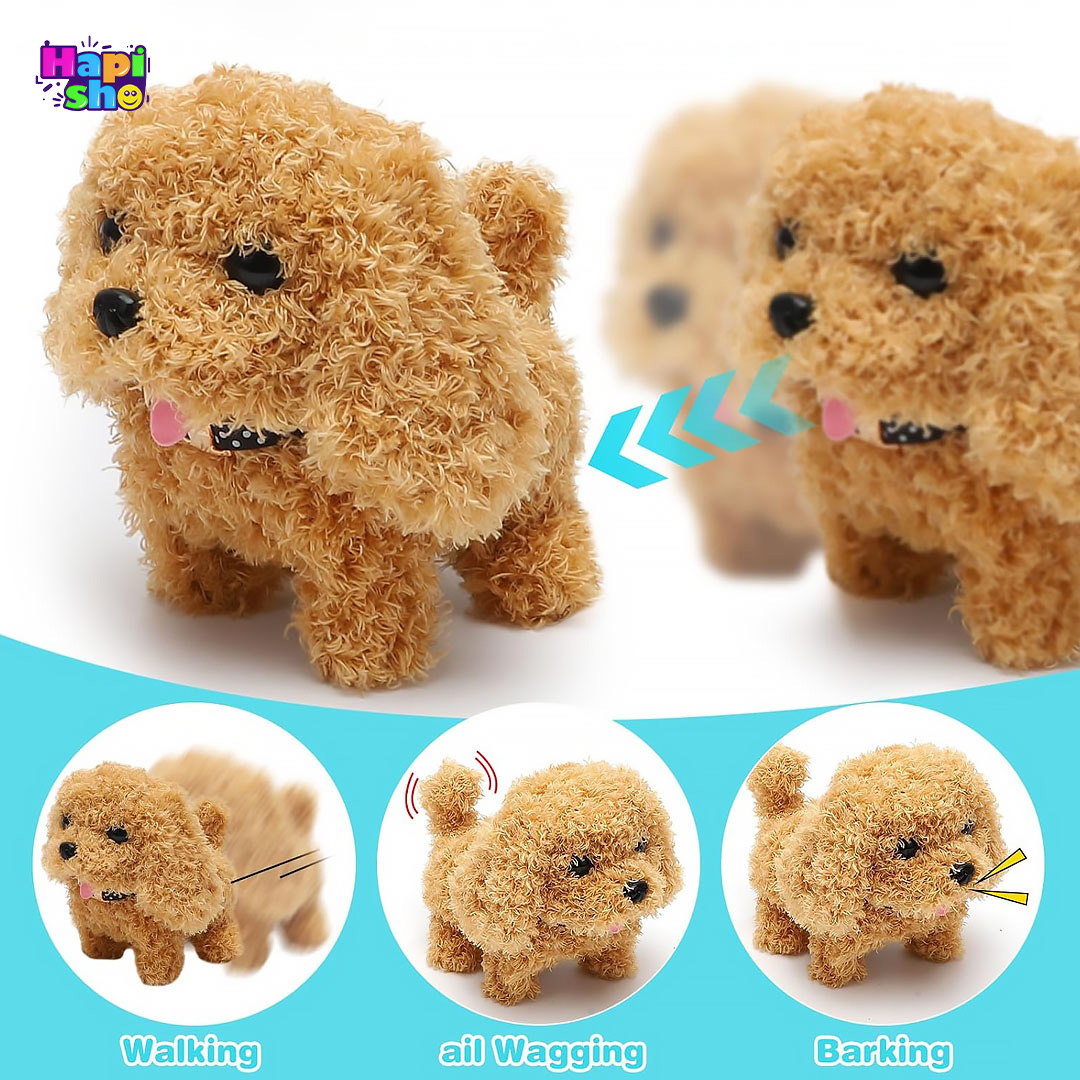  عملکرد عروسک سگ پشمالو رباتیک با باکس و لوازم مدل CUTE PLUSH PET 