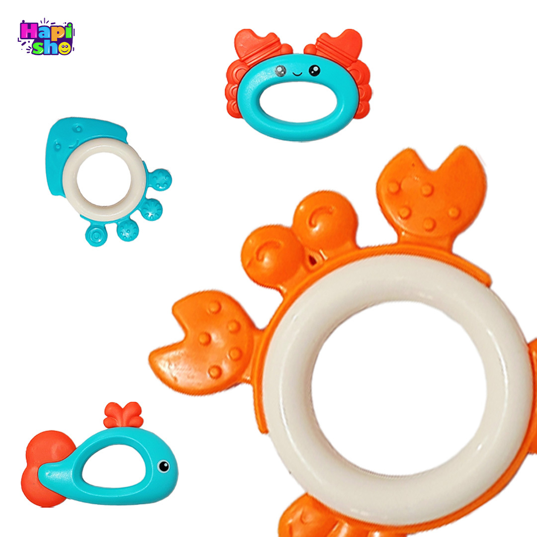  بهترین ست جغجغه نوزاد خارجی ۹ عددی همراه دندان‌گیر مدل PUZZLE BABY RATTLE 