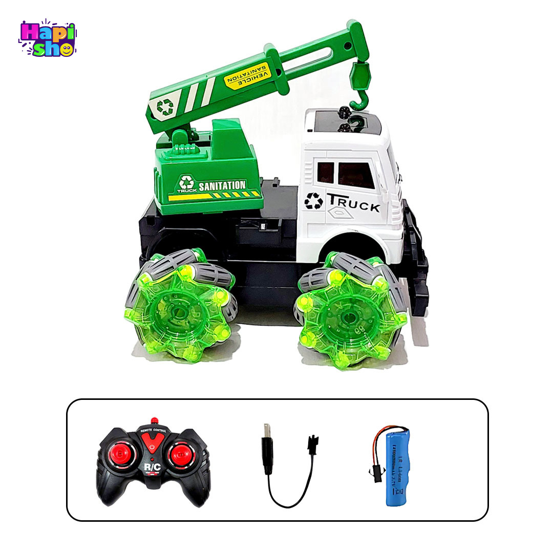  اقلام همراه ماشین کنترلی کامیون شارژی با چرخ کپسولی و جرثقیل DRIFT KING TRUCK–اسباب بازی 