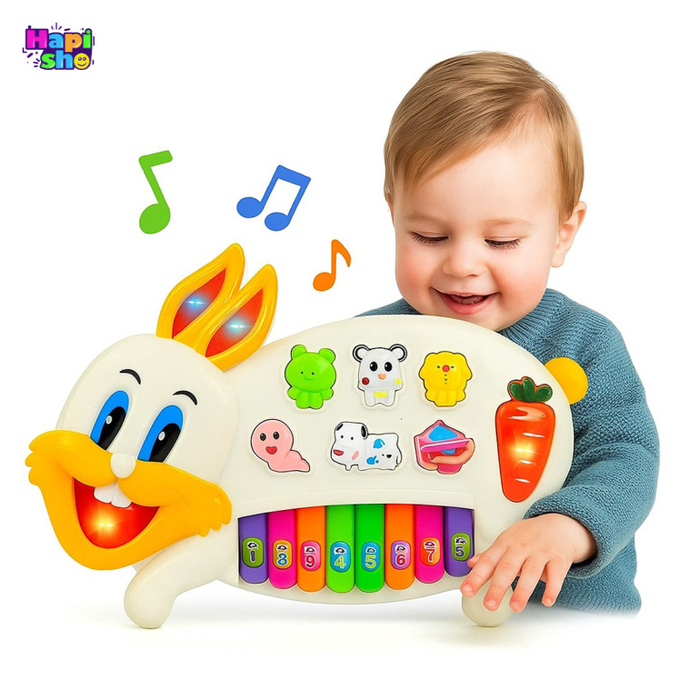پیانو اسباب بازی کودک موزیکال با چراغ مدل خرگوش Rabbit Piano–اسباب بازی