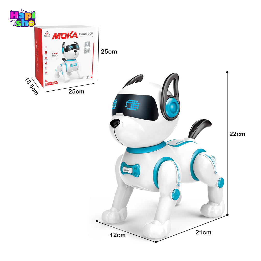  ابعاد و اندازه اسباب بازی ربات سگ کنترلی سخنگو هوشمند مدل MOKA ROBOT DOG 