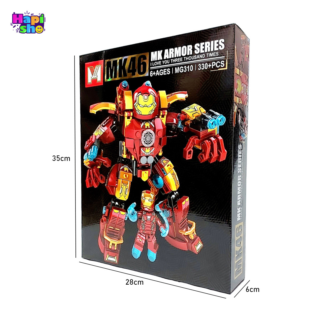  فروش لگو مارول مرد آهنی هالک باستر 330 قطعه Iron Man Hulkbuster MK46 MG310–اسباب بازی 