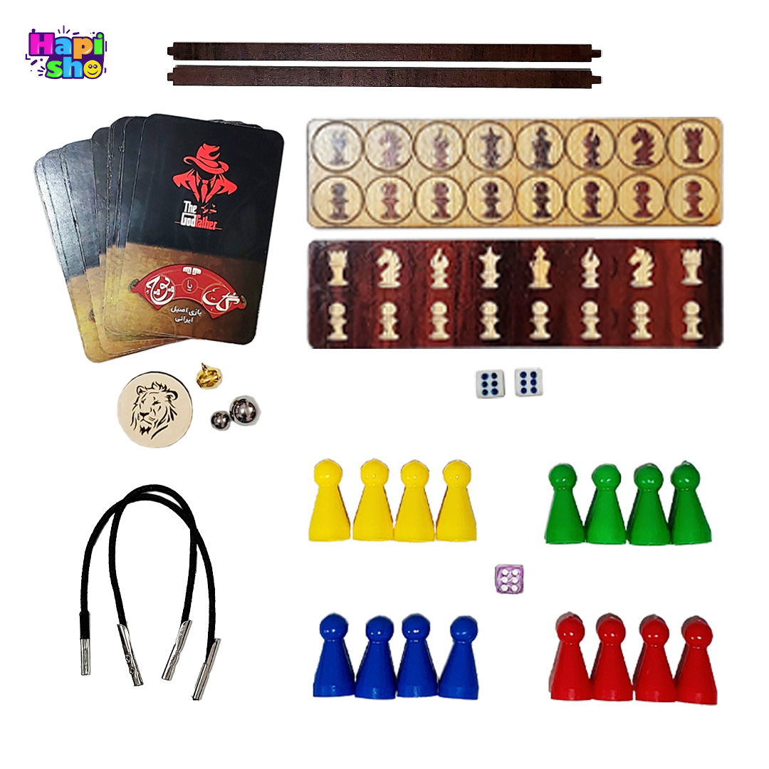 اقلام همراه بازی فکری چوبی 10 کاره مسافرتی با کیف چرمی دستدوز مدل Family Game