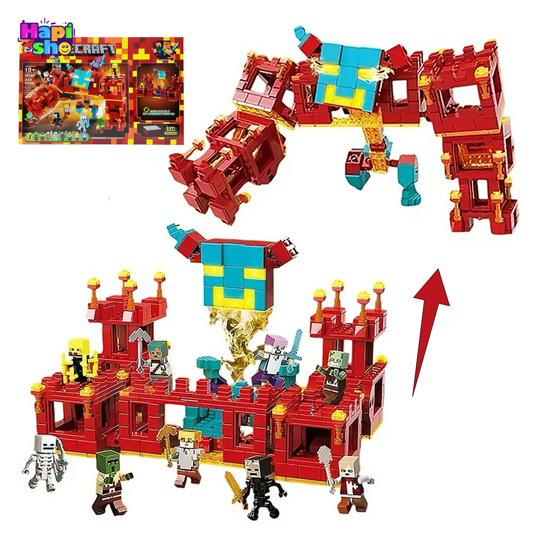 لگو ماینکرافت بزرگ دوحالته با چراغ الایدی و فیگور 849 قطعه برند DOLL