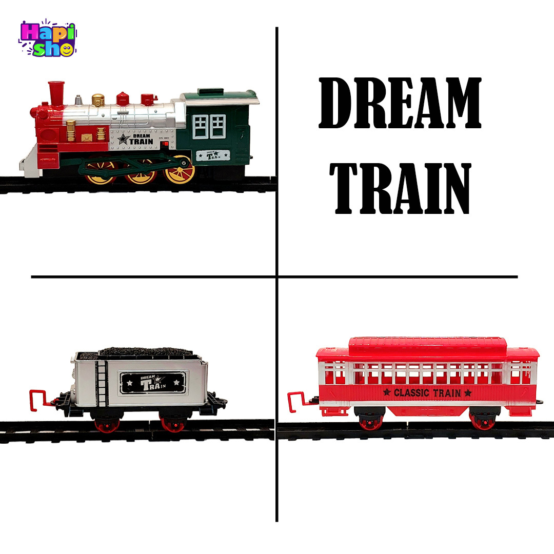 ۳ نما از کوپههای قطار اسباب بازی کلاسیک موزیکال با چراغ مدل DREAM TRAIN
