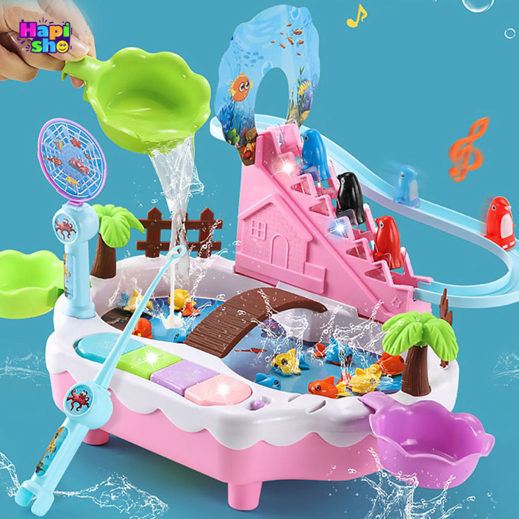 اسباب بازی ماهیگیری در آب موزیکال با پله برقی پنگوئن 2 کاره FISHING HERO_اسباب بازی