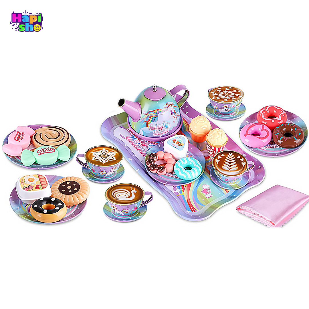  قیمت اسباب بازی ست چای خوری فلزی 15 تکه مدل اسب پونی تک شاخ Refined Tea Set–اسباب بازی 